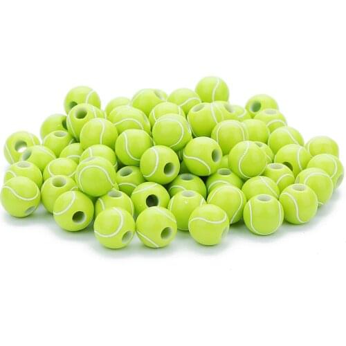 50Pcs/lot Acrylic Baseball 4mm Hole Beads 11mm*10mm Loose Spacer Round Beads For Bracelets Necklaces Jewelry DIY Making