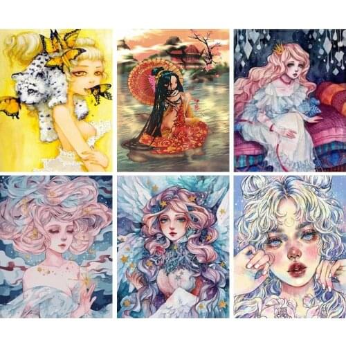 5D Diy Diamond Painting Stretches Long Hair Angel Girl Full Drill Embroidery Cross Stitch Mosaic Craft Kits Home Christmas Gift