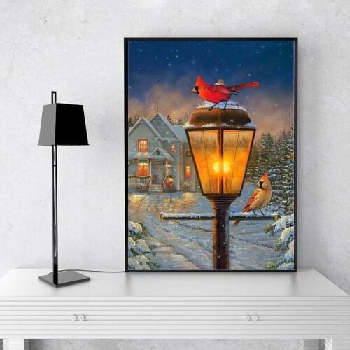 DIY diamond painting mosaic street lamp bird full square new rhinestone embroidery home decoration art childrens gifts