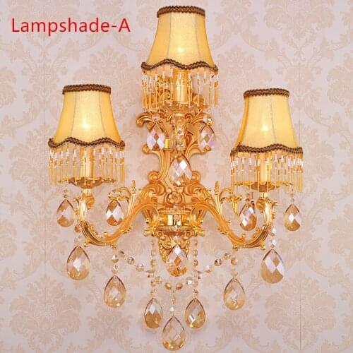 Crystal Sconces Luxury K9 Crystal Wall Lamp Gold Indoor Lighting Bedroom Wall Lamps Reading Light with Lampshade Sconce Lighting