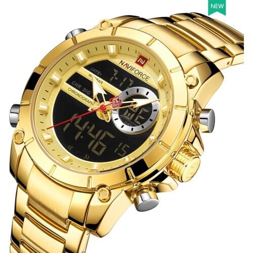 The New NAVIFORCE Quartz Men Military Sport Wrist Watch Steel Waterproof Week Display Male Clock Watches Relogio Masculino 9163