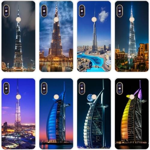 10 Burj Al Arab and khalifa Dubai skyline Soft Silicone Tpu Cover phone Case for xiaomi redmi 6 pro 5 plus note 6 pro 4 4x mi 8