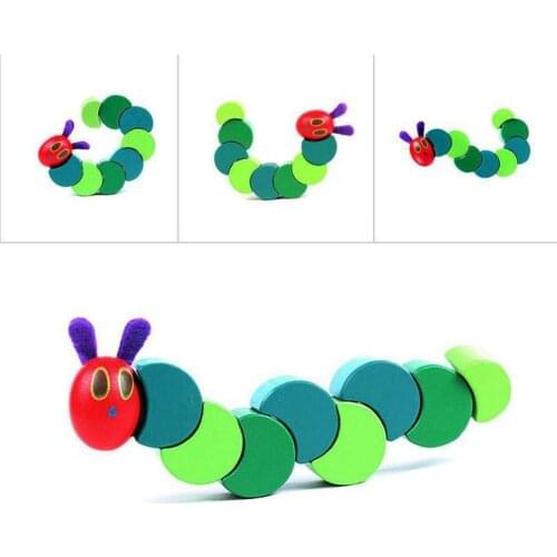 Colorful Wooden Hungry Twist Caterpillar Baby Children Gift Educational Toy