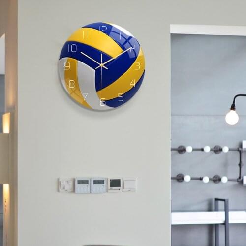 Home Decor Mute Quartz Wall Clocks Plexiglass Surface Acrylic Sport Volleyball Plate Volleyball Sport Fan Living Room