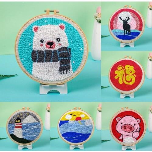 Dropshipping 25cm Bear Deer DIY Cross Stitch Embroidery Set Needlework Crafts Home Decor DIY Embroidery Set home supplies