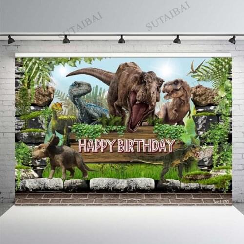 Jurassic World Park Backdrop Children Birthday Party Banner Baby Shower Forest Jungle Dinosaur Photography Background Studio