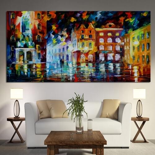 Modern Landscape Poster Print Abstract Seascape Oil Painting on Canvas Wall Picture for Living Room Home Decorative