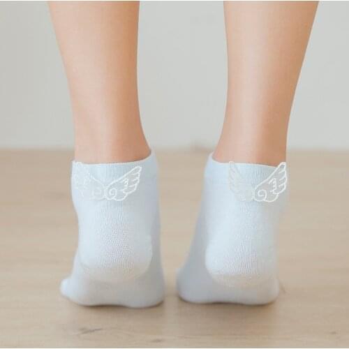 Kawaii Angel Wings Women Socks Fashion Ankle Funny Socks Women Cotton Candy Color