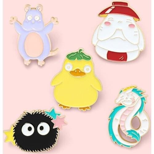 Creative Cartoon Dragon Mouse Briquettes Badge Fashion Cute Duck Metal Enamel Brooch Personality Lapel Backpack Jewelry Gift