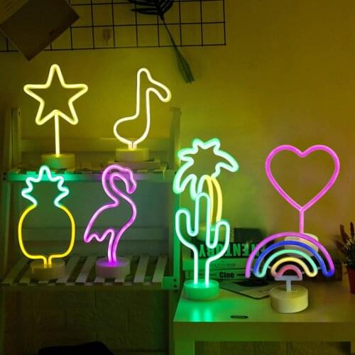 Creative Neon Night Light USB&Battery Power LED Neon Sign Table Night Lamps for Bedroom Party Christmas Decoration