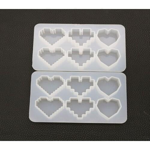 Crystal UV Epoxy Resin Mold Pixel Love Heart Shape High Mirror DIY Handmade Jewelry Tools Pendant Silicone Molds For Resin