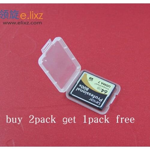 Buy 2 pack get 1 pack free 10 Pcs CF card box memory card case Compact Flash Card Case Transparent Eco-friendsly Plastic Case