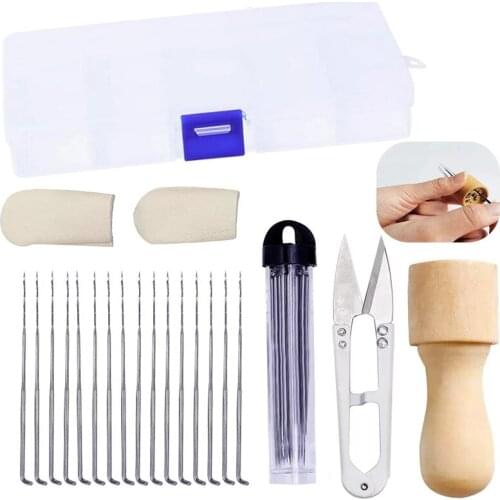 LMDZ 22 Pcs DIY Wool Felt Kit Handle Wool Felting Tools Handmade Wool Felting Accessories Tools Wood Handle, Scissors