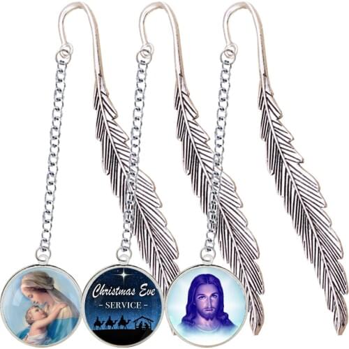 8CM Metal Bookmark Baby Jesus Is King Christ Painting Jesus Mom Love Pendant For Reading Notebook Book Mark Index Divider Gifts