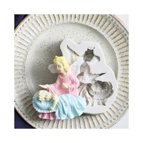 Praying Angel Silicone Mold Fondant Mould Cake Decorating Tools Clay Silicone Mold Sugarcraft Fondant Mould Chocolate Resin PRZY
