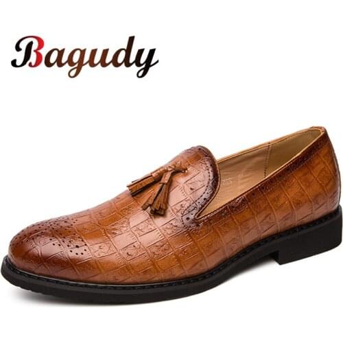 Mens Formal Shoes Leather Dress Tassel Casual Shoes Italian Style Fashion Men Formal Shoes Moccasins Comfortable Business Shoes