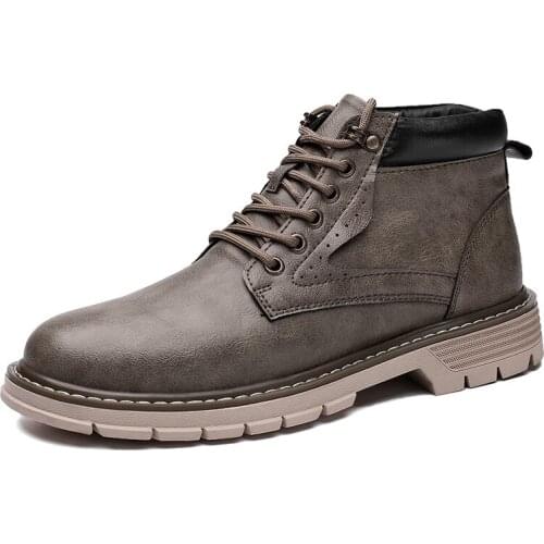 Mens Leather Shoes Hand Made Mens Boots Retro Platform Boots Middle Top Sneakers Shoes Winter Boots Ankle Boots for Men