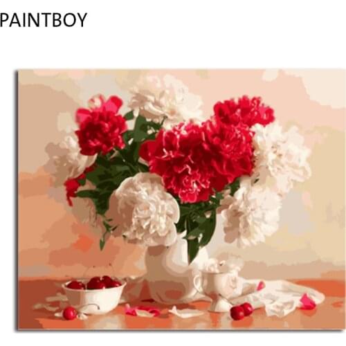 PAINTBOY Framed Pictures DIY Painting By Numbers Flower Handwork Canvas Oil Painting Home Decor For Living Room