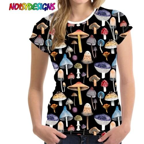 NOISYDESIGNS 2021 Hot Style Children T-shirt Mushroom Printed Women Fashion T-shirt Short Sleeve Clothing Roupas Femininas