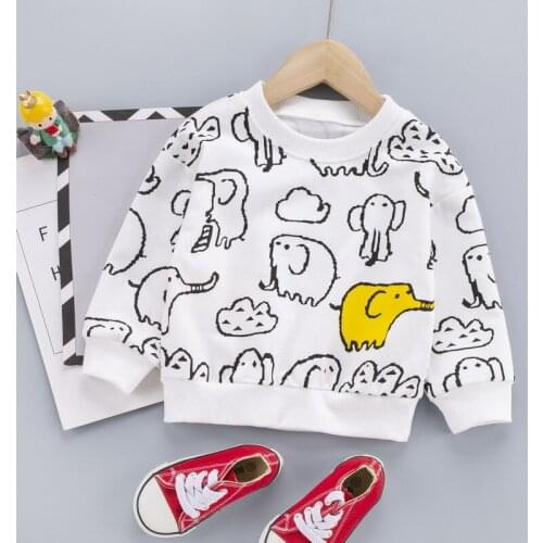 2021 New Spring Children Elephant Patterns Shirt Boys Hooded Kids Outwear Hoodies Clothes Autumn Wear
