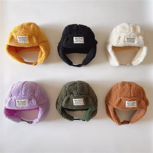 2021 Winter New Arrival Boys and Girls Fashion Cashmere Hat Kids Warm Hat Baby Ear Cap Lei Feng Cap 48-52cm