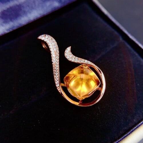 New Coming 100% Real And Natural citrine necklace pendant Real origin cirtrine 925 sterling silver Luxury jewelry