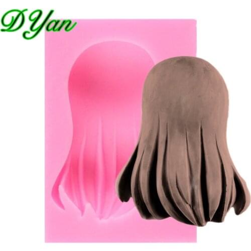 New Dolls Hairstyle Cake Silicone Mold Chocolate Mold DIY Long Hair Girl Cake Decoration Mold A1705