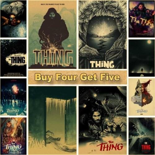 Retro Kraft Paper Movie Posters Classic Horror Movie The Thing Poster Home Decor Living Room Bar Cafe Art Painting Wall Sticker