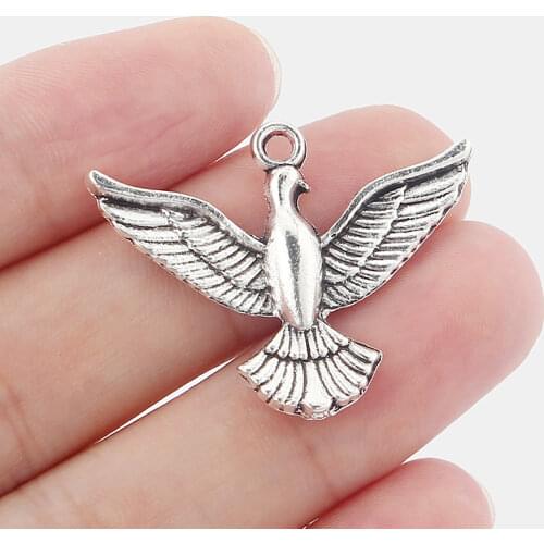 10pcs Dove Of Peace Bird Pigeon Charms Pendants Beads For DIY Jewelry Making 29x36mm