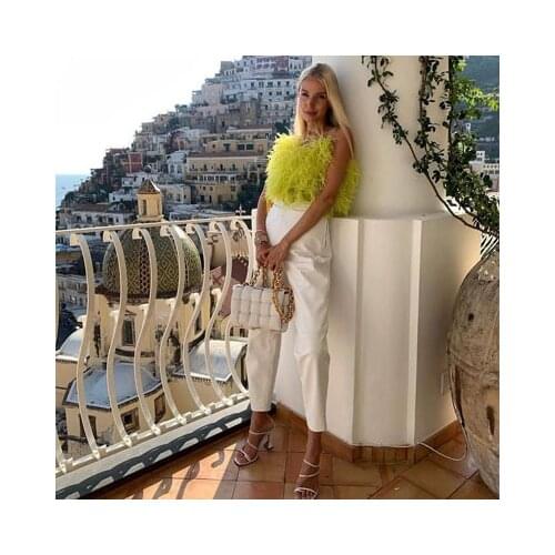 Chic Trendy Feather Off The Shoulder Sleeveless Tops Women 2020 Sweetheart Short Girls Party Tops Custom Made Any Color Free