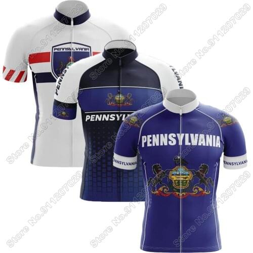 Pennsylvanie State 2021 Cycling Jersey Short Sleeve Summer Cycling Clothing Men Road Bike Shirts Mountain Bicycle Tops MTB