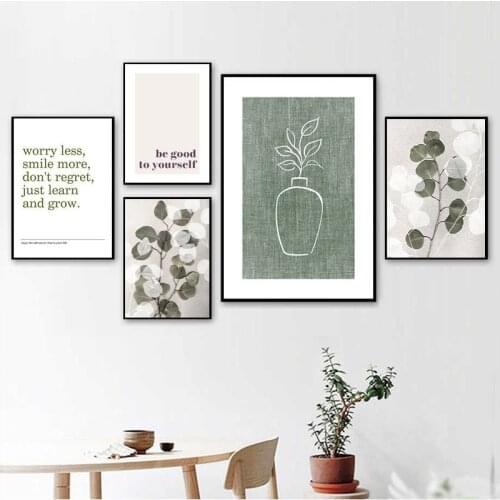 Nordic Abstract Plants Lines Figures And Landscapes Flowers Canvas Painting Wall Picture Poster Living Apartment Room Decoration