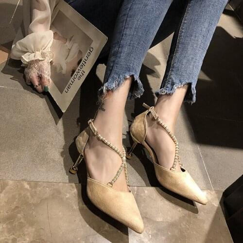 Spring style single shoes womens high-heeled cross strap sweet sweet gentle lady elegant daily banquet womens shoes U22-50
