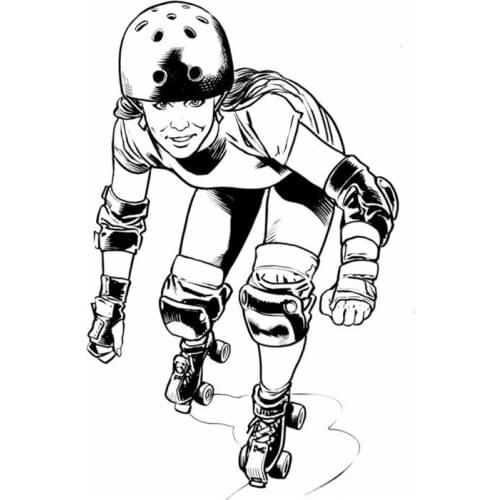 Girl Roller Skating Wall Sticker Decal Posters Vinyl Wall Decals Pegatina Decor Mural Skating Car Roller Skating Decal Sticker