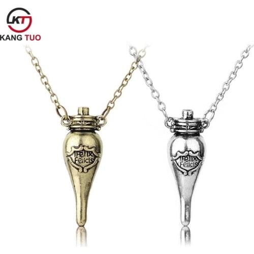 Movie Jewelry Vintage Felix Felicis Potion Bottle Pendant Necklace Women Men Chain Jewelry 2 Colors Options