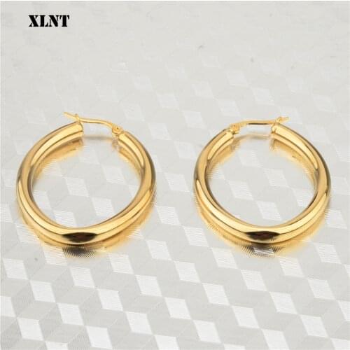 XLNT 1Pair Fashion Women Girl Trendy Large Hoop Earrings Big Smooth Circle Earrings Brand Loop Earrings Jewelry