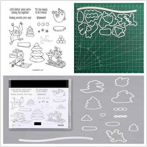 FUN Metal Cutting Dies and Stamp for Scrapbooking Paper Card Embossed Photo Album Craft Template Clear Stamps and Dies