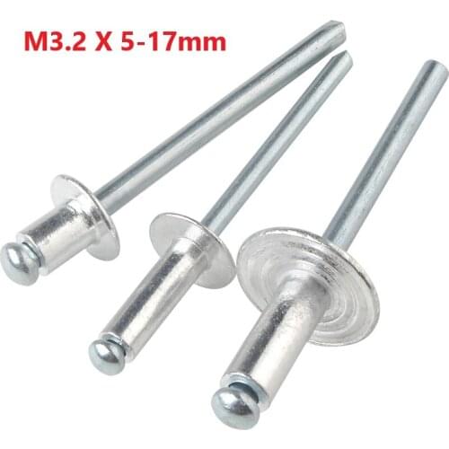 M3.2 Aluminium Mushroon Head Break Mandrel Blind Rivets 3.2mm x 5 8 9 10 12 13 15 17mm Nail Pop Rivet For Furniture Car Aircraft