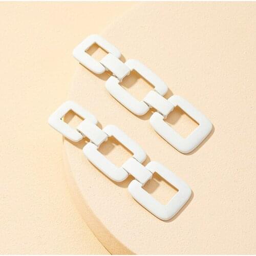TARCLIY Trendy Geometric Square Chain Long Dangle Drop Earring Hollow Metal White Paint Earring Women Party Jewelry Accessories