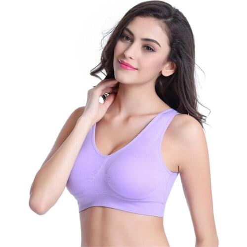TJ-TianJun Women Large Size Sports Bra Detachable Breast Pad No Steel Ring One Piece Underwear More Color Fixed Shoulder Strap