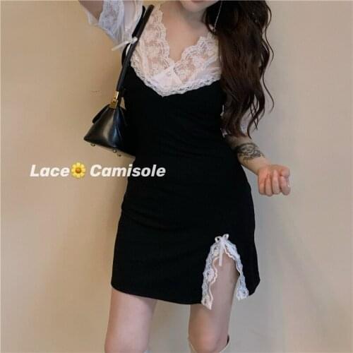 Sexy Lace lolita dress sweet Girl lolita dress balck gothic lolita dress Female Summer V-neck Dress Chiffon tea party dress
