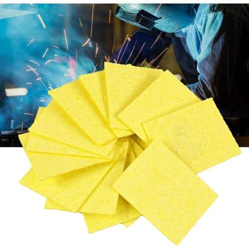 10Pcs 5cmx3.5cm Soldering Iron Sponge Heat-resistant Strong Absorbability Yellow Square Anti-static Soldering Sponge for Solder