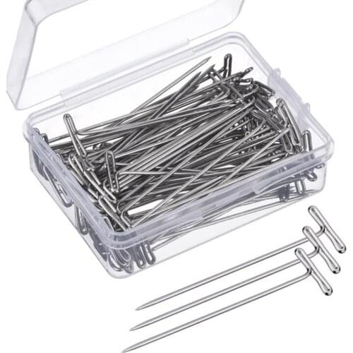 100Pcs 38mm Stainless Steel T Sewing Pins Dressmaker Straight Pins Fine Satin Head Quilting Pins for Jewelry Making Sewing Tools