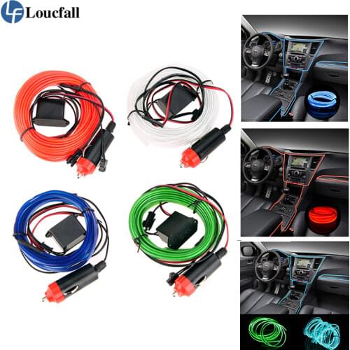 12V Universal Car LED Strips DIY Strip Flexible Neon EL Wire Rope Light Interior LED Car Light Strip Atmosphere Lamp
