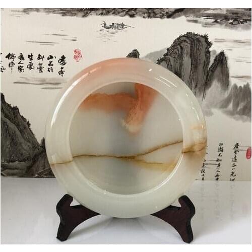 16cm Natural jade red ice ashtray creative personality medium retro European fashion decoration