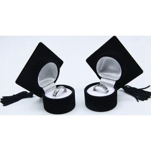 Bachelors Hat Jewelry Box Storage Case Ring Holder for Graduation Ceremony