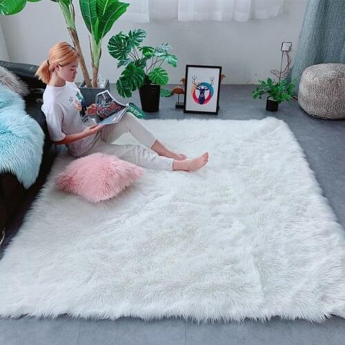 White furry bedside carpet room bay window mat window decoration rug girl cute room carpet sofa coffee table non-slip carpet