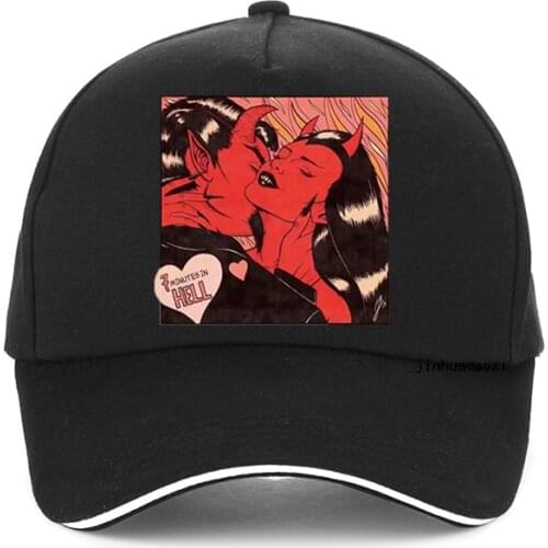 Minutes in Hell Graphic print Baseball cap Summer Harajuku Devil Kiss of Death Print 7 Minutes In Hell Gothic hat Snapback