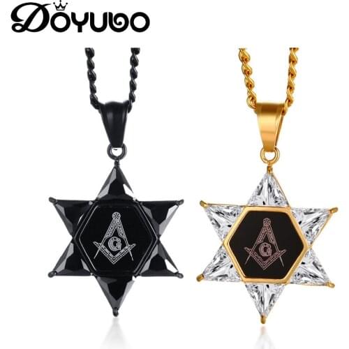 DOYUBO Cool Style 316L Stainless Steel Star Pendant Necklaces With AAA Cubic Zirconia For Women&Men Star Charms Chains DC229