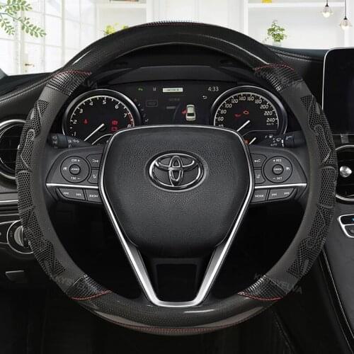 Carbon Fiber Leather Steering Wheel Cover forToyota Corolla Fortuner Sequoia Auris Avensis YARIS Vios Celica 86 Auto Accessories